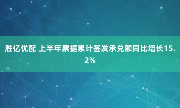 胜亿优配 上半年票据累计签发承兑额同比增长15.2%